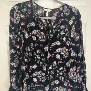 Rebecca Taylor Black Printed Blouse Size 4